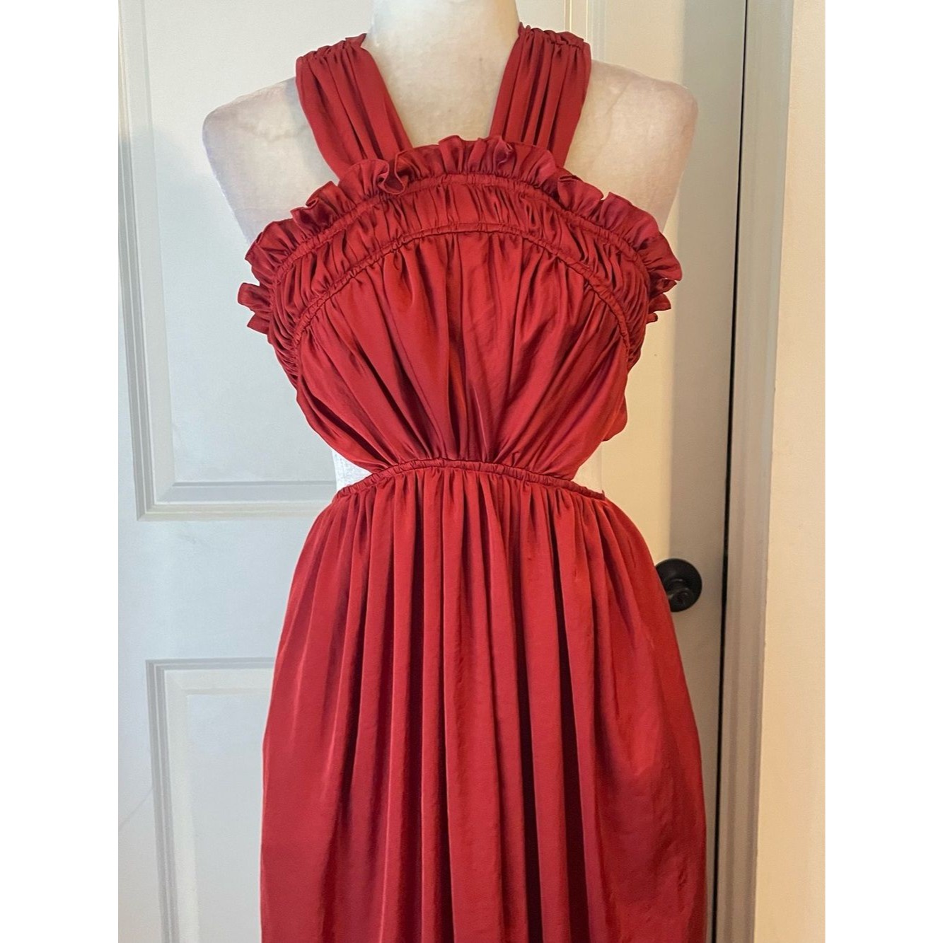 Needle And Thread Pandora Red Halter Cut Out Maxi Gown Dress Sz Xxs — image 6 of 8